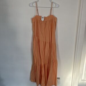 Abercrombie & Fitch Cantaloupe Orange Linen Blend Tiered Maxi Dress Size M